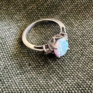 Opal/Diamond Sterling Silver ring